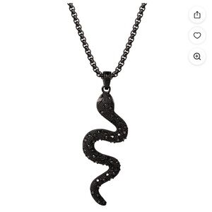 Brilliance Mens Stainless Steel IP Black Plated Simulated Diamond Snake Pendant